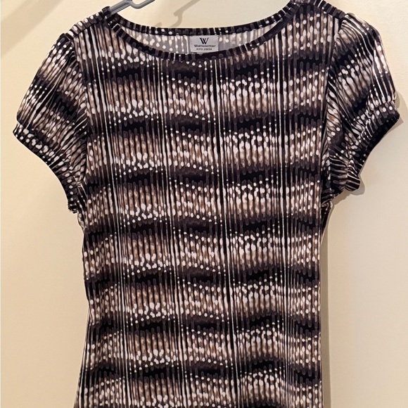 Worthington Tops - Worthington Black and White Patterned Short Sleeve Top